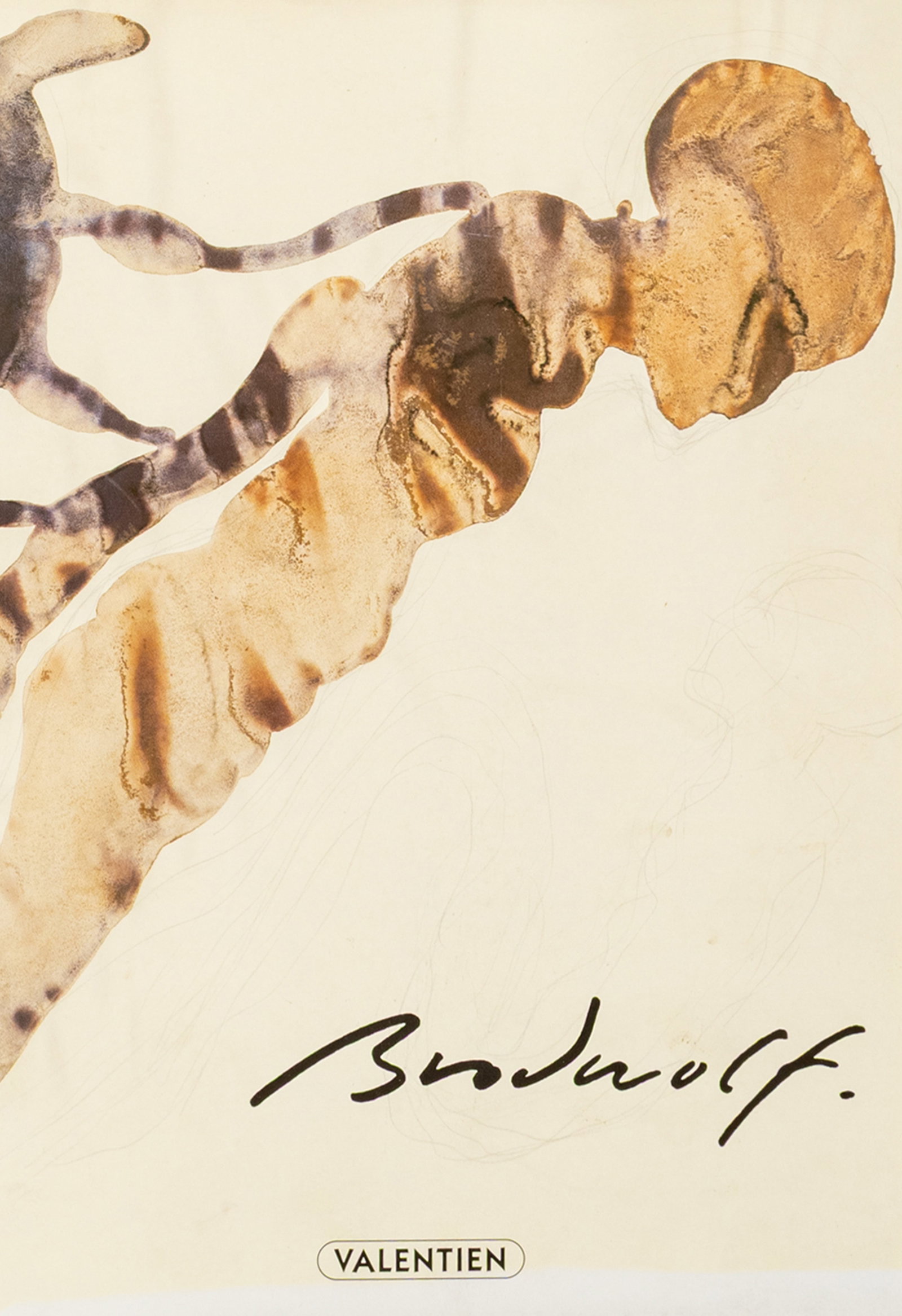 Brodwolf, Jürgen: Brodwolf, Jürgen Dübendorf/Zurich, 1932 23,5 x 32 cm 2 works: Theresienstadt, 1994. Collaged cardboard figure and pencil drawing on book cover. Both signed and dated in pencil on the cover,