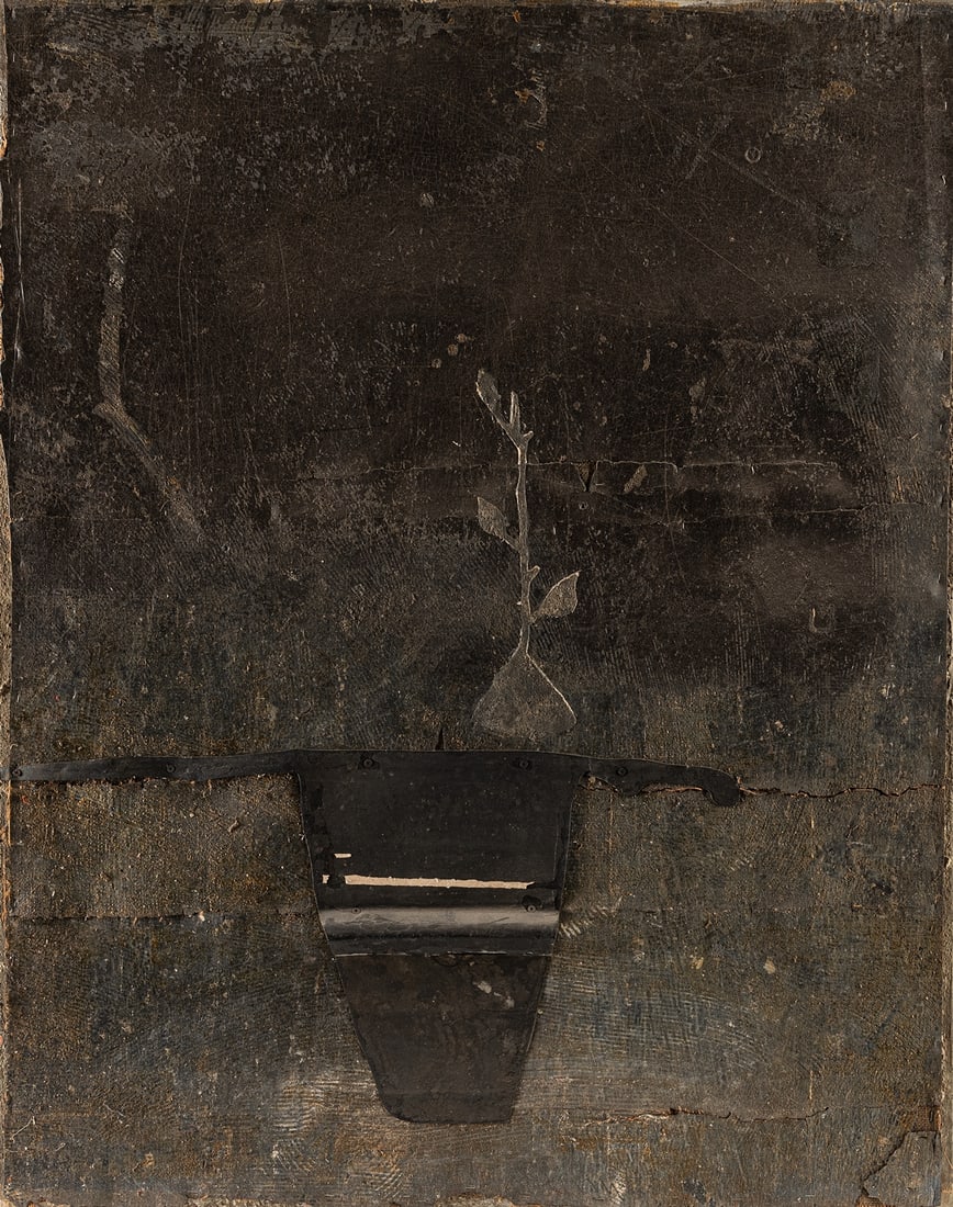 Linssen, Jupp: Linssen, Jupp Kempen am Niederrhein, 1957 140 x 110 cm, o. R. Untitled, 1993. Mixed media on canvas. Signed and dated. Galerie Pudelko, Bonn (reverse with gallery stamp). Private property,