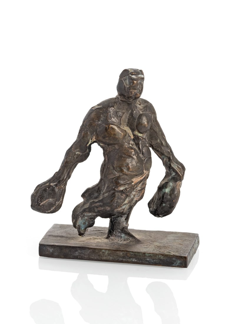 Seemann, Karl-Henning: Seemann, Karl-Henning Wismar, 1934 - Löchgau, 2023 H. 9 cm Hurrying Shopper. Bronze with brown patina, on a bronze base. Inscribed and numbered “C 8/11” on the side of the base.