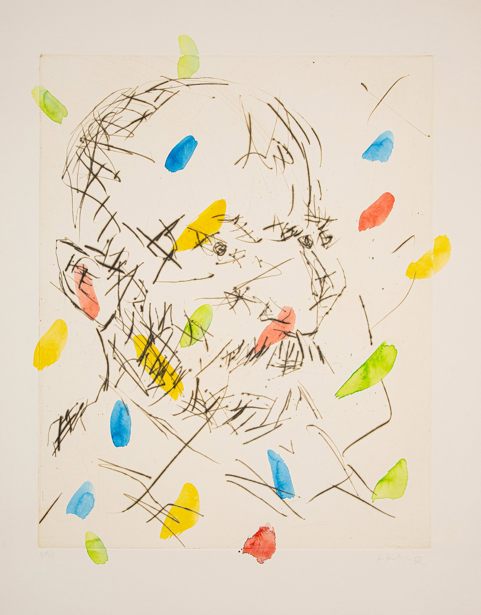 Hahn, Friedemann: Hahn, Friedemann Singen/Hohentwiel, 1949 Blattgröße: 70 x 53 cm, o. R. Vincent, 1983. Watercolour over etching on wove paper. Signed, dated and numbered IV/XIII. Private collection, Süd