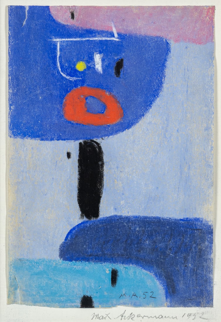 Ackermann, Max: Ackermann, Max Berlin, 1887 - Unterlengenhardt, 1975 16,5 x 11 cm, R. Untitled, 1952. Pastel on thin paper, mounted on backing board. Monogrammed and dated in pencil at the lower center as well as
