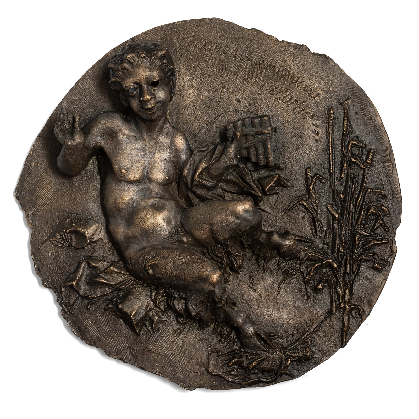 Essler, Alfred: Essler, Alfred Troppau/Czechoslovakia, 1929 - Berchtesgaden, 2013 38 x 37,5 cm "Beatus ille qui procul negotiis". Bronze relief, brown patina. Signed. Private property, Süddeutschland. Essler,
