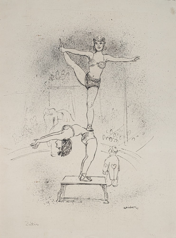 Weinhold, Kurt: Weinhold, Kurt Berlin, 1896 - Calw, 1965 50 x 36 cm, R. "Zirkus", 1949. Ink on paper. Signed and dated. Private property, Nordrhein-Westfalen. Weinhold, Kurt Berlin, 1896 - Calw, 1965 50 x 36 cm, R.