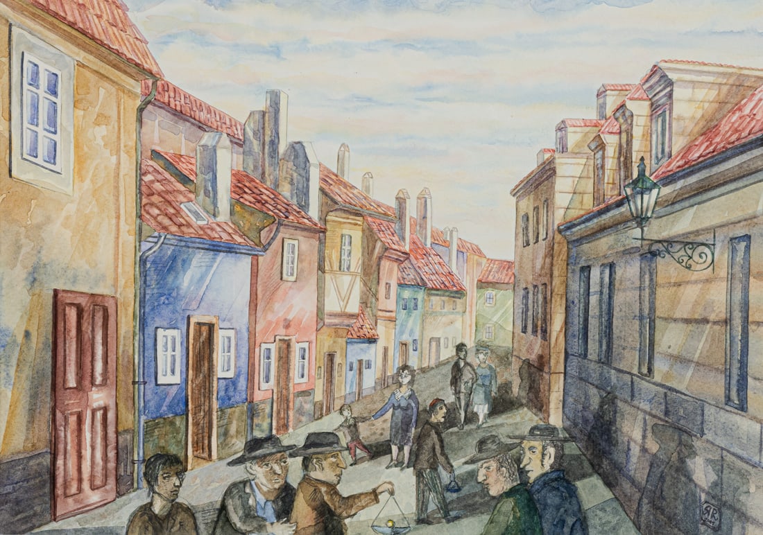 Janchevskaya, Jadviga (?): Janchevskaya, Jadviga (?) 25 x 34,5 cm, R. "Prague", 2001. Watercolour over pencil on wove paper. Monogrammed and dated. Private collection, Sachsen-Anhalt. Janchevskaja, Jadviga (?) 25 x 34,5 cm, R.