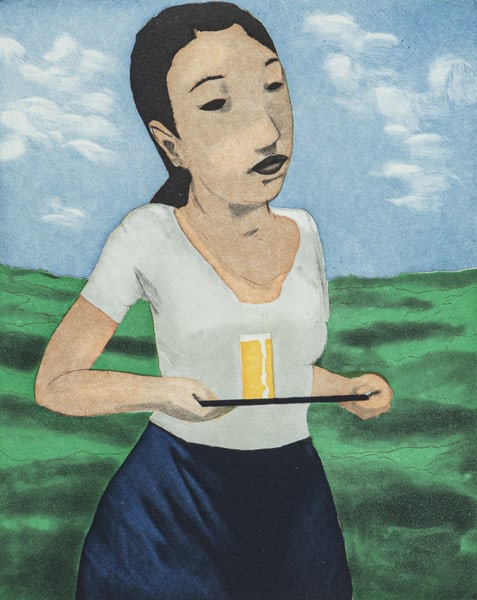 Hüppi, Johannes: Hüppi, Johannes Baden-Baden, 1965 24,5 x 19 cm, R. Waitress, 2000. Etching on paper. Signed, dated and marked "e. a.". Private collection, Baden-Württemberg. Hüppi, Johannes