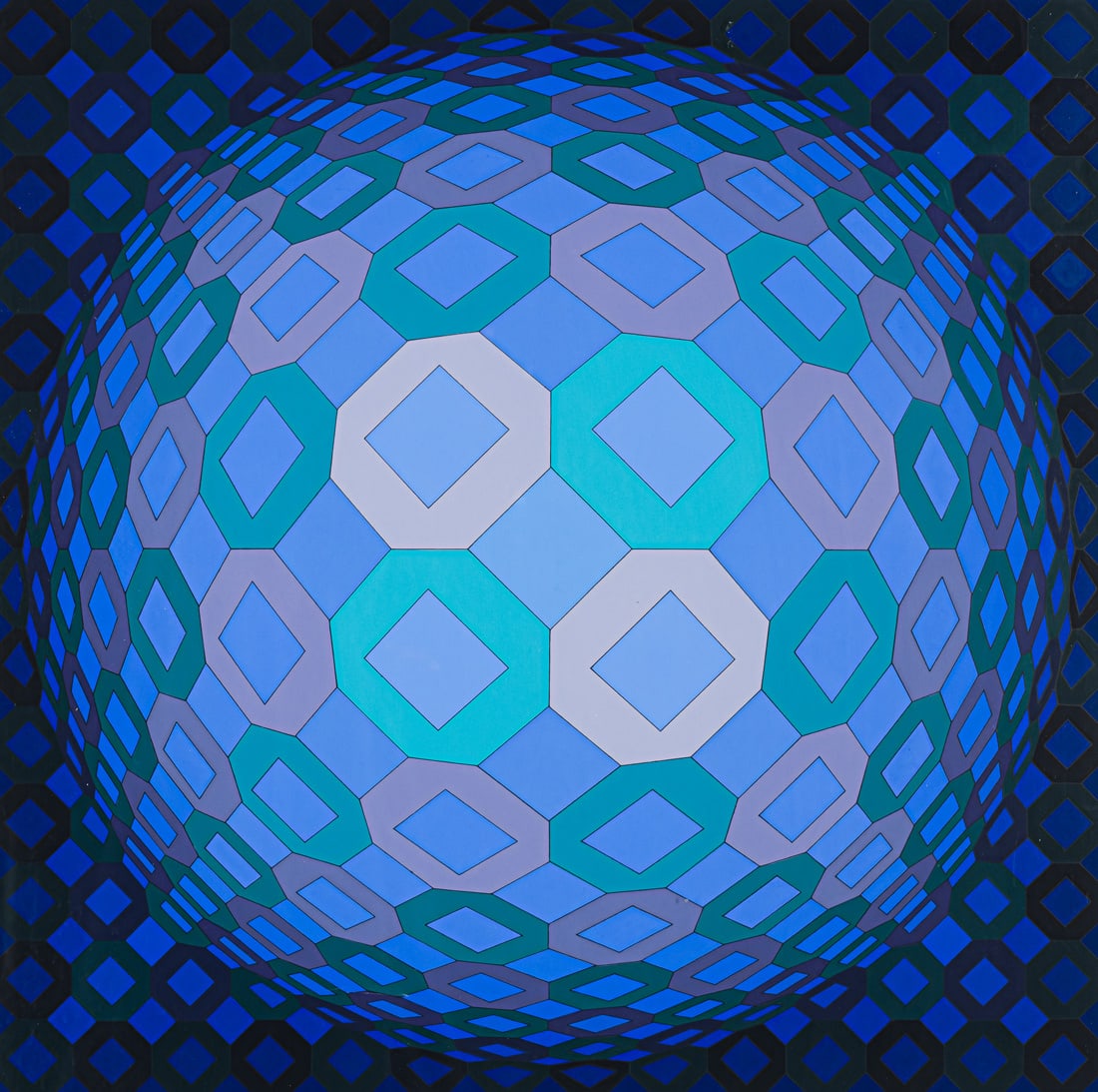 Vasarely, Victor: Vasarely, Victor Pécs/Ungarn, 1906 - Paris, 1997 40 x 40 cm, R. Untitled, 1972. Silkscreen print on paper from the series "Responses Vasarely". Signed in pencil at the lower right and dated on