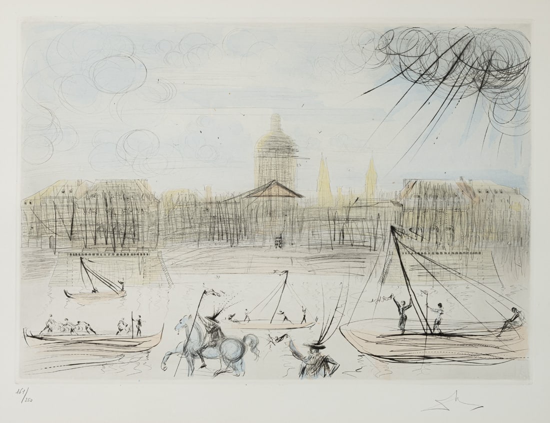 Dalí, Salvador: Dalí, Salvador Figueras, 1904 - Cadaques, 1989 42,5 x 59,5 cm, R. "L'Académie de Paris", 1971. Etching on wove paper. Signed in pencil lower right and numbered 161/250 lower left.
