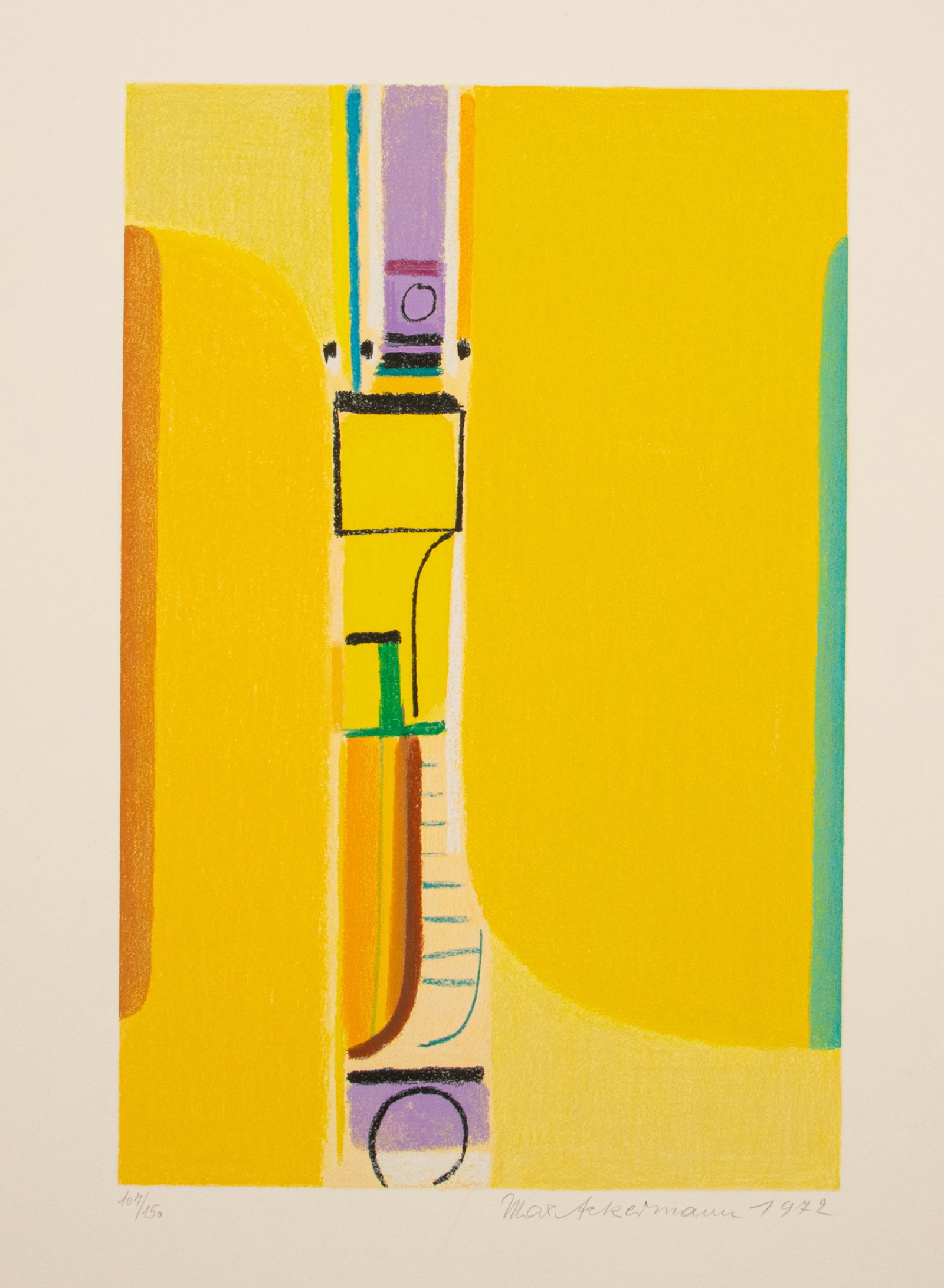 Ackermann, Max: Ackermann, Max Berlin, 1887 - Unterlengenhardt, 1975 Blattgröße: 69,8 x 49,9 cm; 48,7 x 31,8 cm, o. R. "Strahlende Pforte", 1972. Silkscreen print on wove paper. Signed, dated and numbered