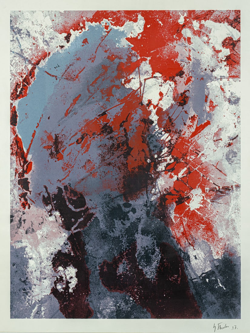 Thieler, Fred: Thieler, Fred Königsberg, 1916 - Berlin, 1999 Blattgröße: 83,5 x 64,4 cm, R. Untitled, 1987. Silkscreen print on wove paper. Signed and dated. Private collection, Süddeutschland. T