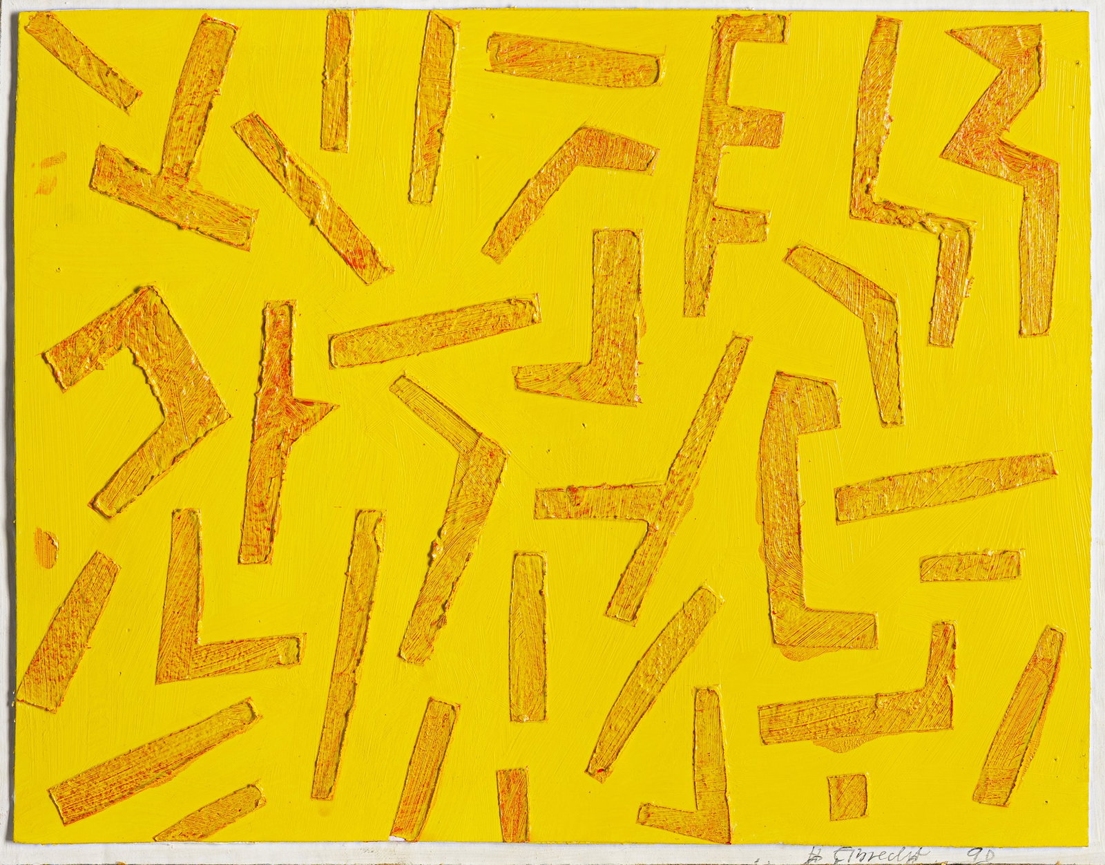 Elbrecht, Hartmut: Elbrecht, Hartmut Hildesheim, 1951 Je 27,5 x 36 cm / 22,5 x 28,5 cm, R. 2 works: Untitled, 1989; 1990. Collage on cardboard, mounted on cardboard and acrylic on cardboard, mounted on cardboard. Both