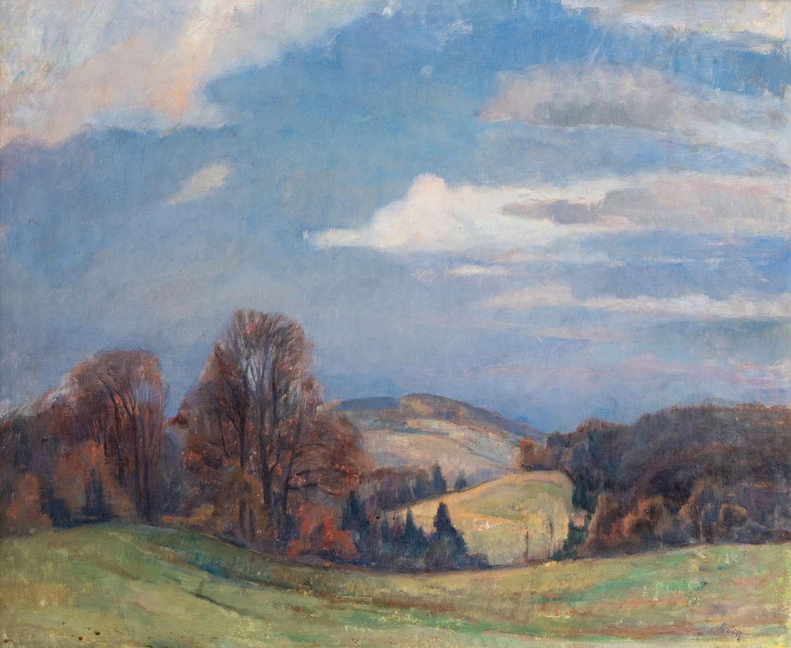 Strich-Chapell, Walter: Strich-Chapell, Walter Stuttgart, 1877 - Sersheim, 1960 75 x 90 cm, R. Autumnal alpine landscape. Oil on masonite. Signed. Corporate collection, Germany. Strich-Chapell, Walter Stuttgart, 1877 -