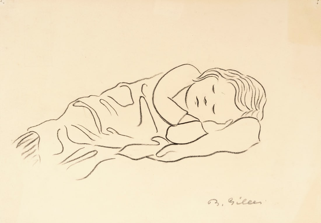 Gilles, Barthel: Gilles, Barthel Rendsburg, 1891 - Wees, 1977 Versch., o. R. 2 works: Two children; "Marie Luise". Red chalk and charcoal on paper. Both signed and with estate stamp. Collection, Nordrhein-Westfalen.
