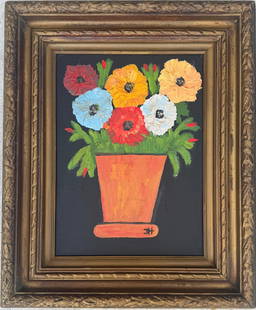 Clementine Reuben Hunter (American, 1887–1988): Clementine Reuben Hunter was a self-taught folk artist from rural Louisiana who began painting in her 50s, drawing on her memories of plantation life around Melrose Plantation. Her vivid, narrative oi