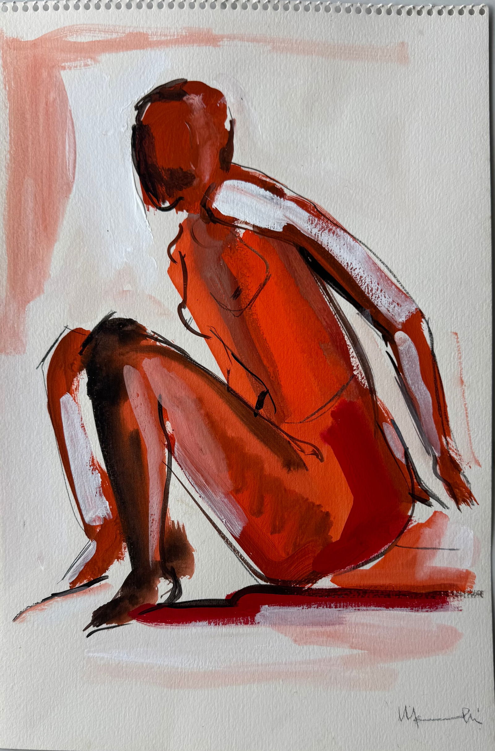 Manuel Neri Jr. (American, 1930-2021): A mixed media on paper by Manuel Neri Jr., an American sculptor and painter associated with the Bay Area Figurative Movement. His works often combine abstraction with the human figure, using expressiv