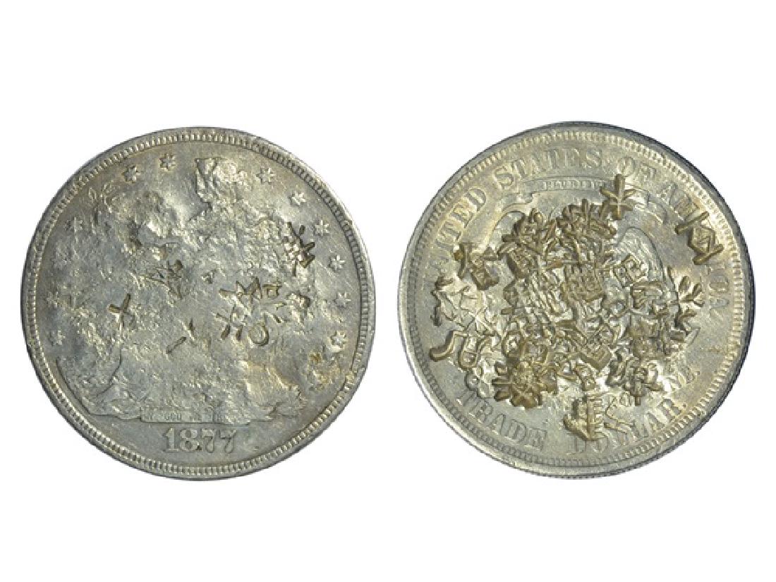 United States 1877-S Trade Dollar Silver, CHOPMARKS,VF (1 of 1)
