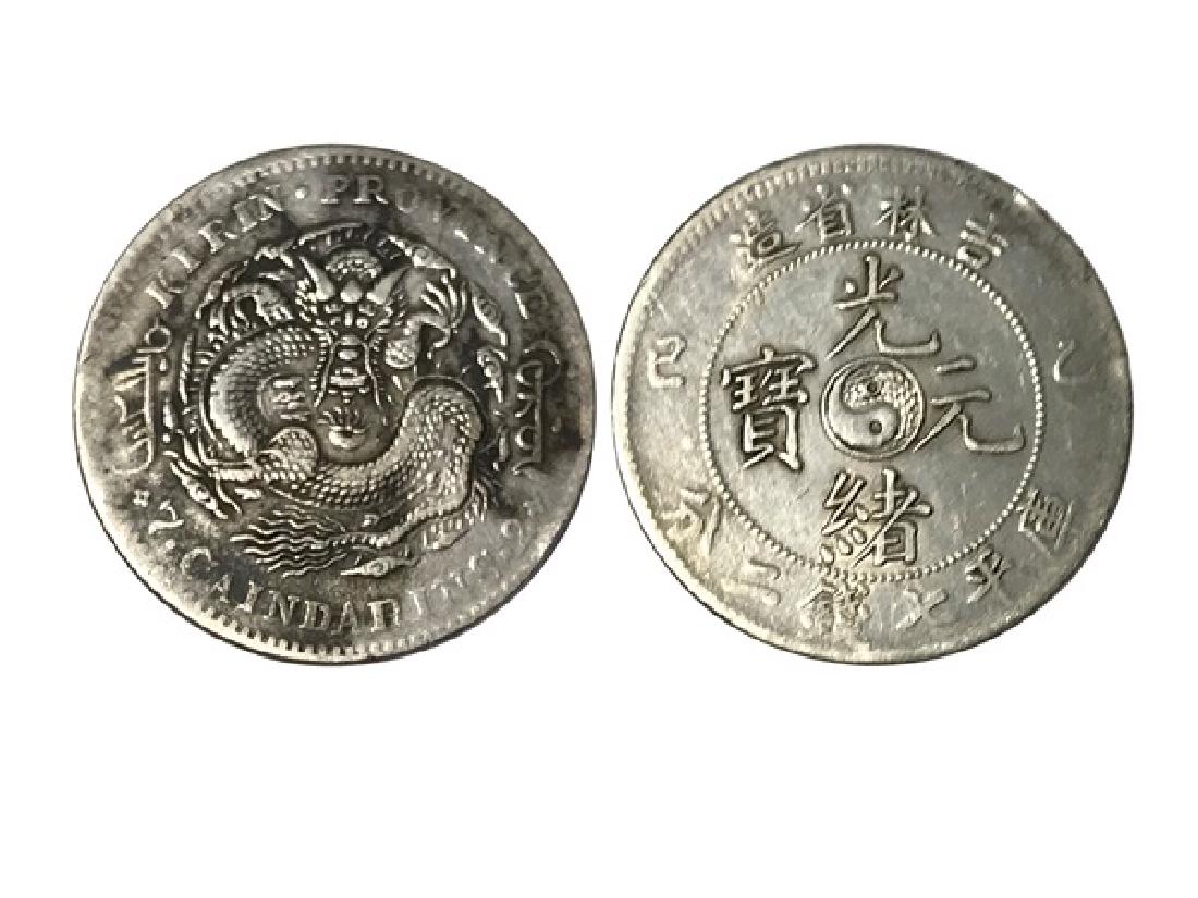 1ドルの古い中国の銀貨 China Szechuan Nd(1901 1908) One Dollar Silver, Large Headed