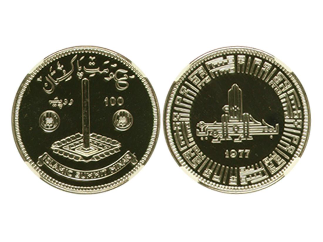 PAKISTAN 1977 Islamic Summit Conference 100 Rupees Silver, KM-47, NGC PF69 CAMEO (1 of 1)