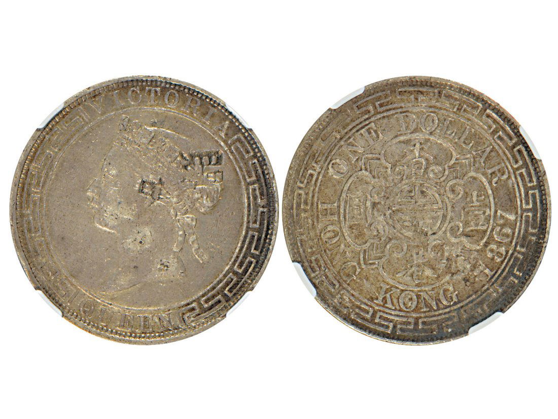 CHINA-HONG KONG 1867 Silver One Dollar, NGC VF DETAILS, Chopmarked (1 of 1)