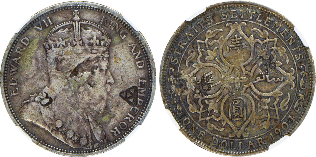 STRAITS 1904-B One Dollar Silver, NGC CHOPMARKED (1 of 1)