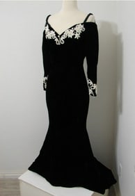 Vintage Black Velvet Gown, small