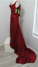 Vintage Cherry Red Formal Gown with Train