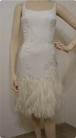 Mr. Blackwell Vintage Feather Trimmed Dress