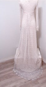 Vintage White Embroidered Gown medium