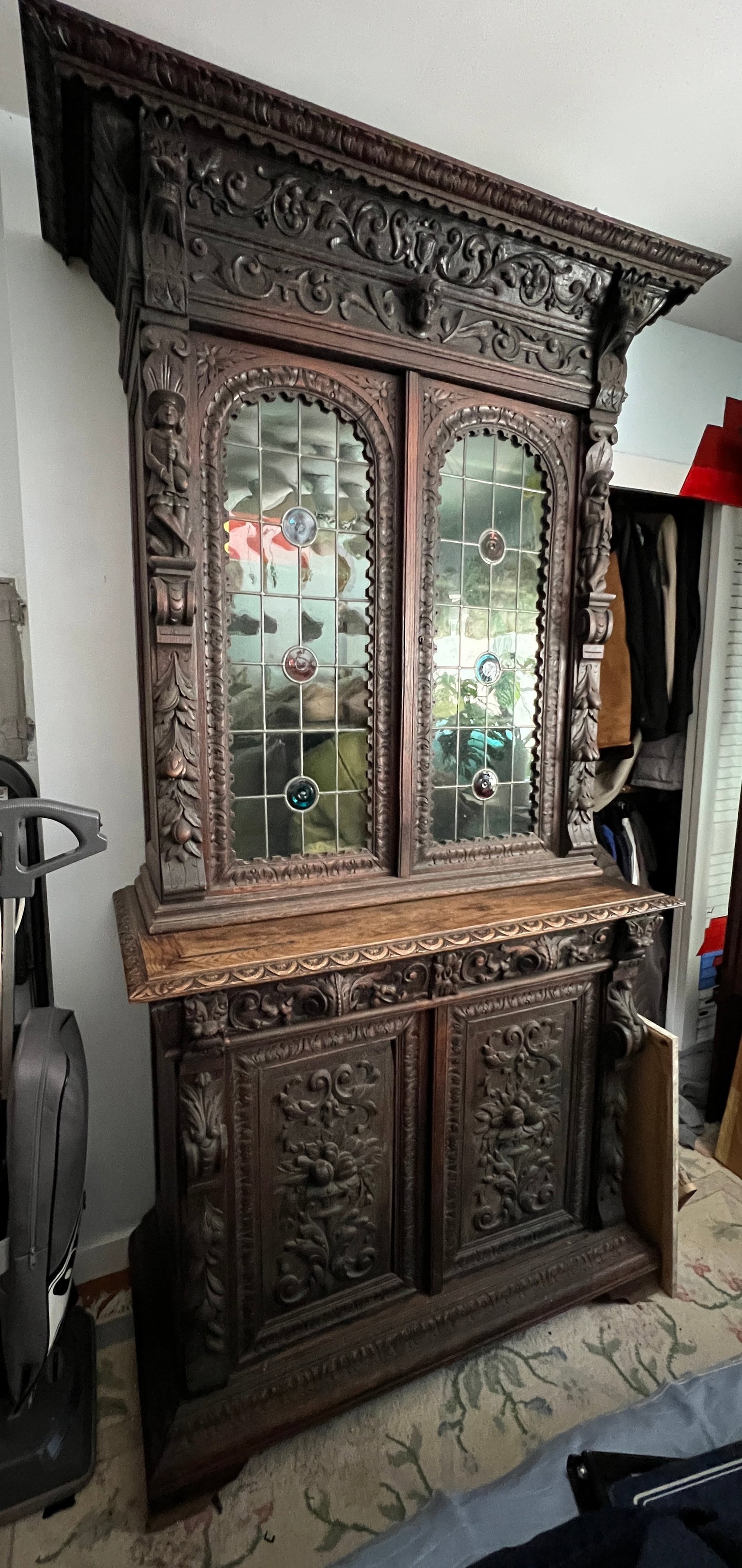19th Century French Henri ll style Renaissance Revival Carved Oak Hunt Cabinet (1 of 15)