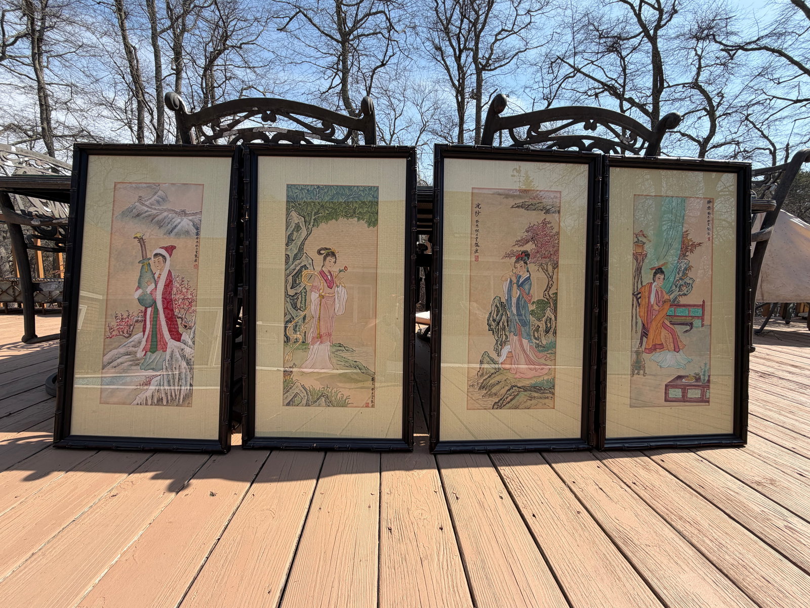 Chinese Watercolors, Framed on silk (1 of 9)