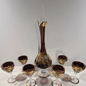 Murano, Tre Fuochi, Venetian Hand Blown Pitcher w/6 Goblets (1 of 10)