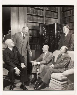 Dwight D. Eisenhower & Bros.: This rare Philippe Halsman portrait captures Dwight D. Eisenhower in the distinguished company of his five brothers: Arthur, Edgar, Earl, Roy, and Milton Eisenhower. Taken in 1948, the image offers an