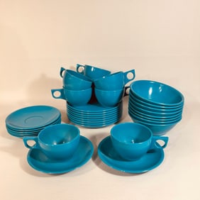 MCM 1960's Aqua Spauling Melamine Service for 8