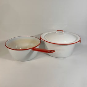 Vintage Enameled Cookware Set of 2