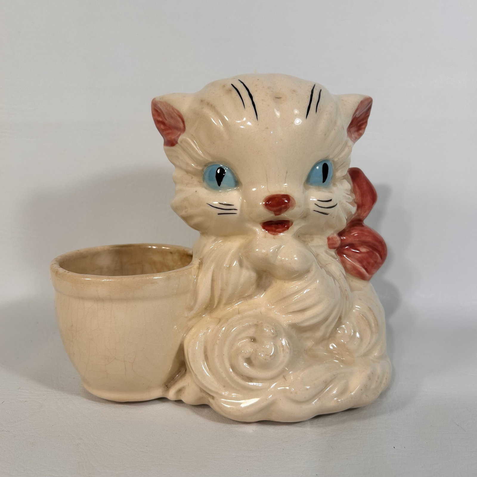 1930's Ceramic Kitty Planter: Item comes exactly as pictured