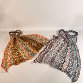 1970's Woven Colorful Market Bag Pair