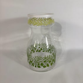 Vintage Libbey Juice Carafe, 1960s Green Retro Floral Design