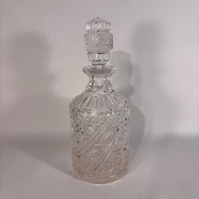 Vintage MCM Cut Crystal Decanter Star Pattern 1960s