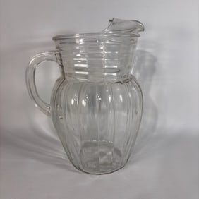 Vintage Anchor Hocking Clear Optic Pitcher, Ribbed Design with Ice lip