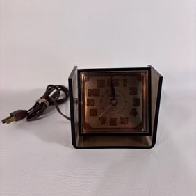 1970s Alarm Clock, Retro Analog Swivel Brown Acrylic Clock