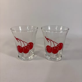 Vintage MCM Libbey Cherry Glass Pair, Juice or Shot Glasses