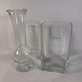 Vase Pair, Clear Glass