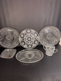 Cut Crystal Serving Dish Tray Lot of 5