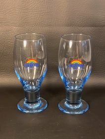 Israel Blue Glass Goblet Pair