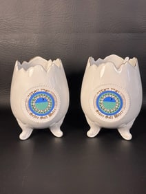 Vintage Porcelain Jewish Seder Salt Water Dish Pair
