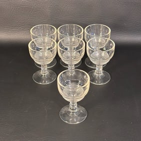 Anchor Hocking Manhattan Ribbed 2 oz Wine Goblets, Set of 7