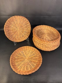 Wicker Basket Paper Plate Holders, Picnic Accessories Set of 12