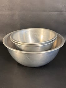 Three Vintage Aluminum Mixing Bowls