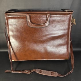 Vintage Leather Briefcase with Hebrew Inscribing