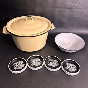 Vintage Enameled Kitchen Trio