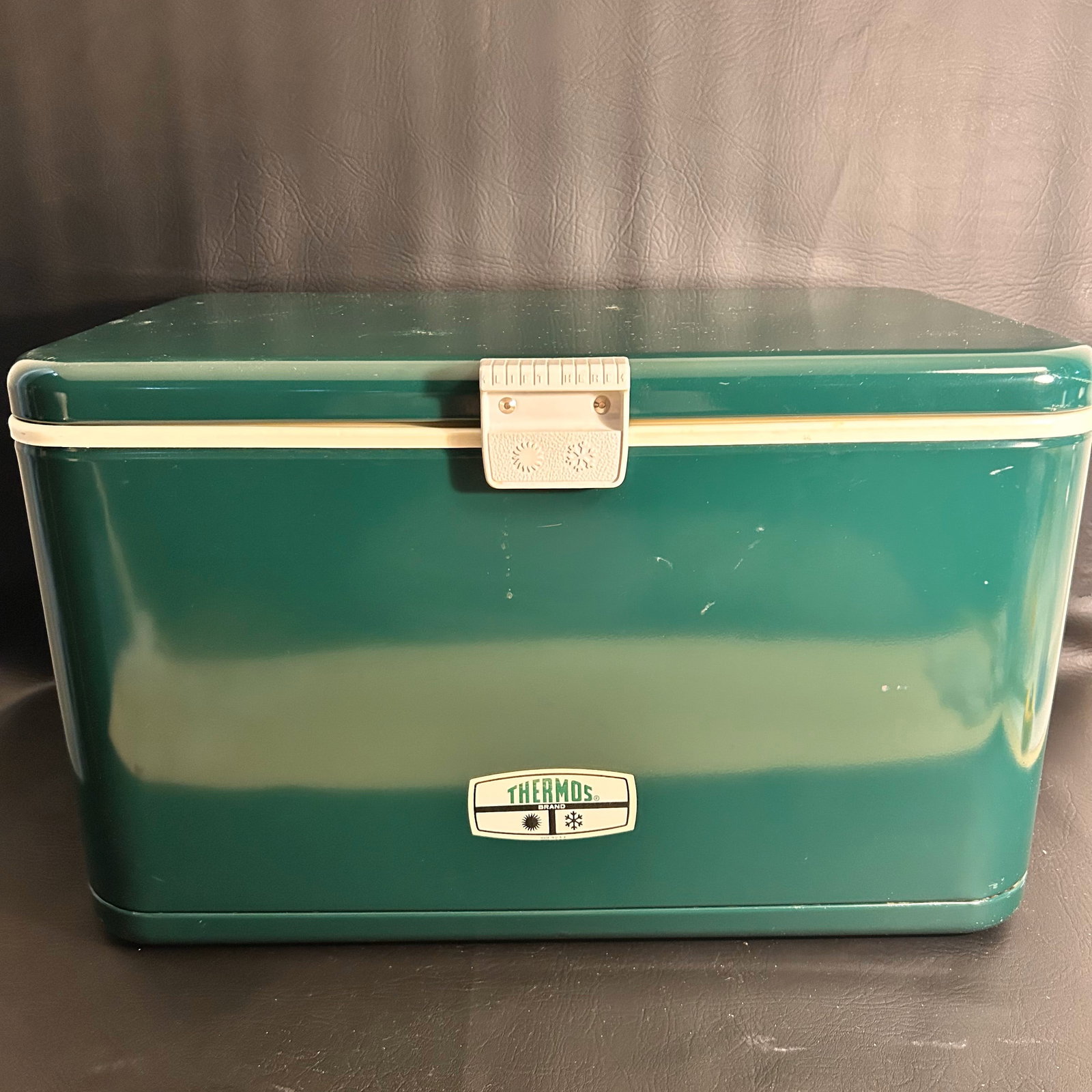 Vintage Thermos Brand Steel Model Cooler with Handles: Item comes exactly as pictured